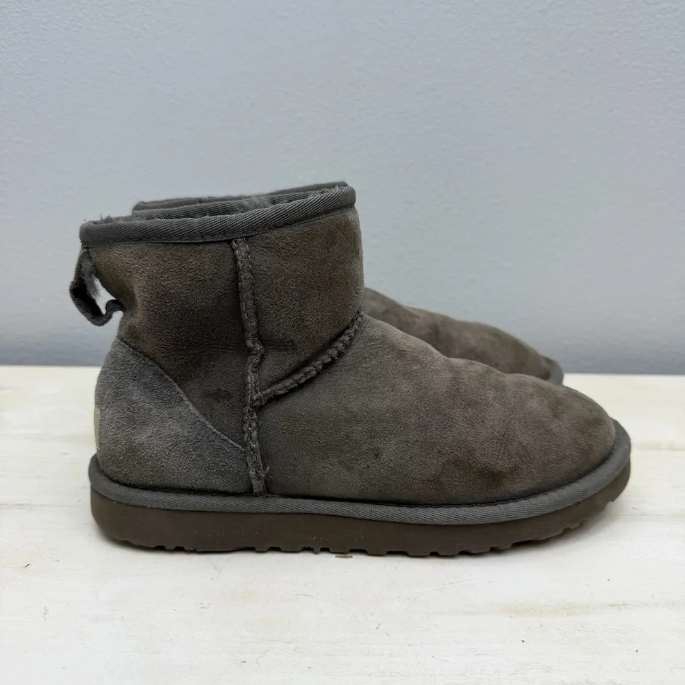 Ugg Grey Suede Classic Mini Boots Size 6